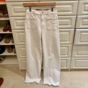 Madewell Emmett Cream Colored Denim with Patch Pocket and Raw Edge Size 26